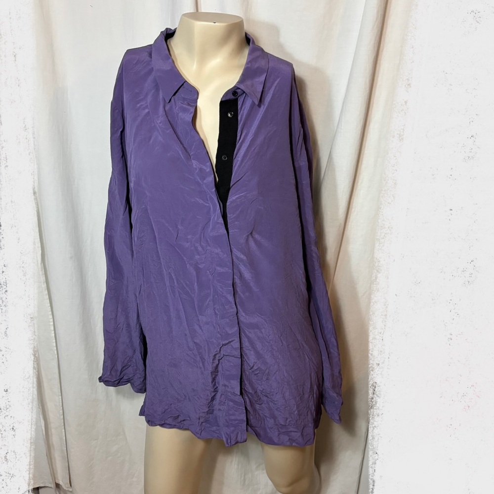 Autograph women’s button down purple silk blouse EU 44 or US 12